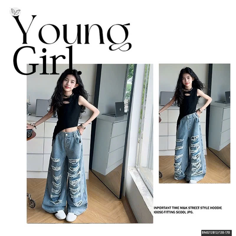 QUẦN JEAN RÁCH MIX ÁO BA LỖ HỞ LỪNG CÁ TÍNH