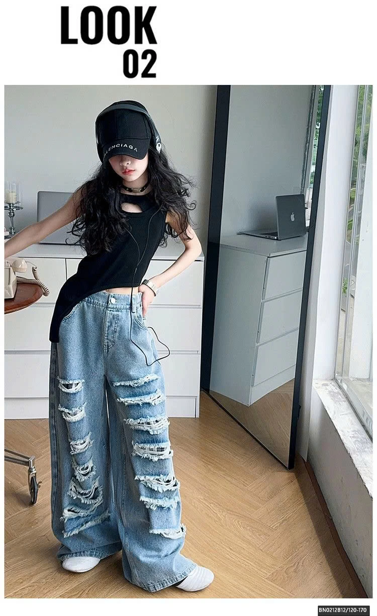 QUẦN JEAN RÁCH MIX ÁO BA LỖ HỞ LỪNG CÁ TÍNH