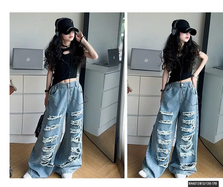 QUẦN JEAN RÁCH MIX ÁO BA LỖ HỞ LỪNG CÁ TÍNH