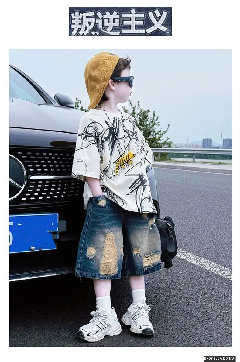 SÉT QUẦN SHORT JEAN RÁCH MIX ÁO THUN HỌA TIẾT