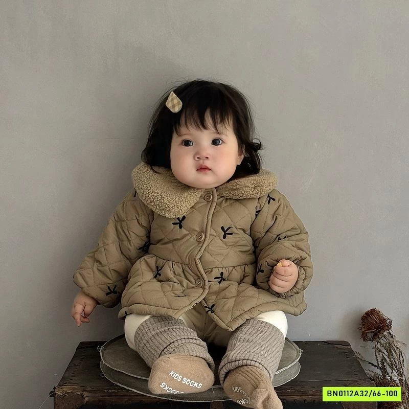 KHOÁC PHAO CỔ SEN THÊU NƠ LÓT LÔNG SZ NHÍ