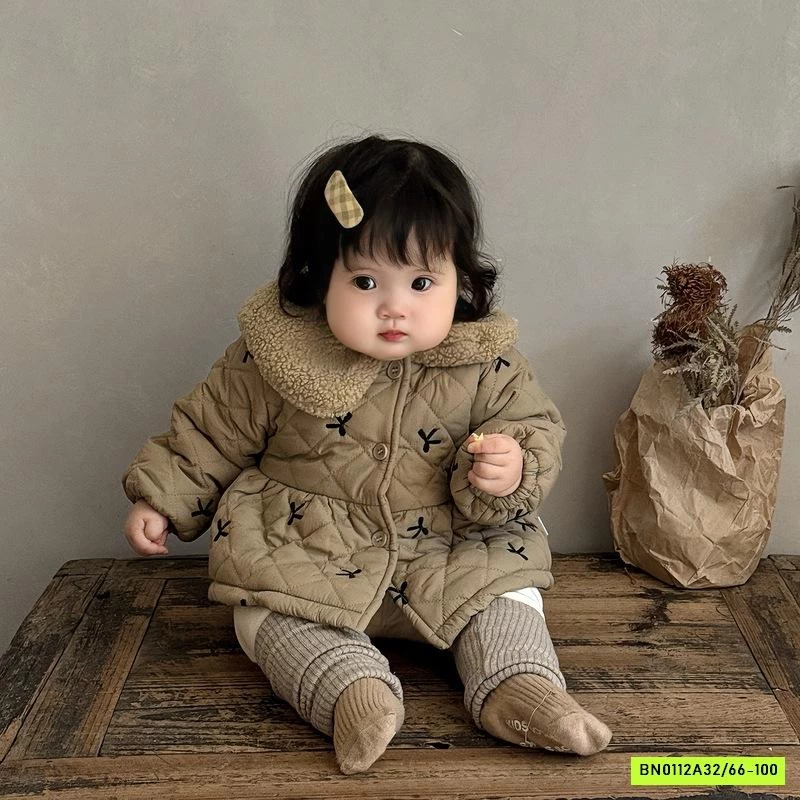 KHOÁC PHAO CỔ SEN THÊU NƠ LÓT LÔNG SZ NHÍ