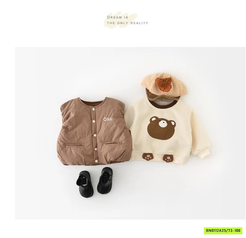 KHOÁC GILE PHAO BÍ ABNNKIDS THÊU CHỮ