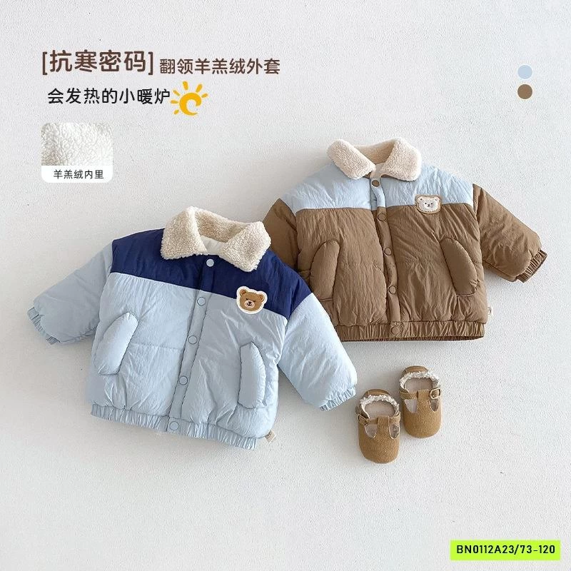 KHOÁC PHAO GẤU PHỐI MÀU LÓT LÔNG CỪU