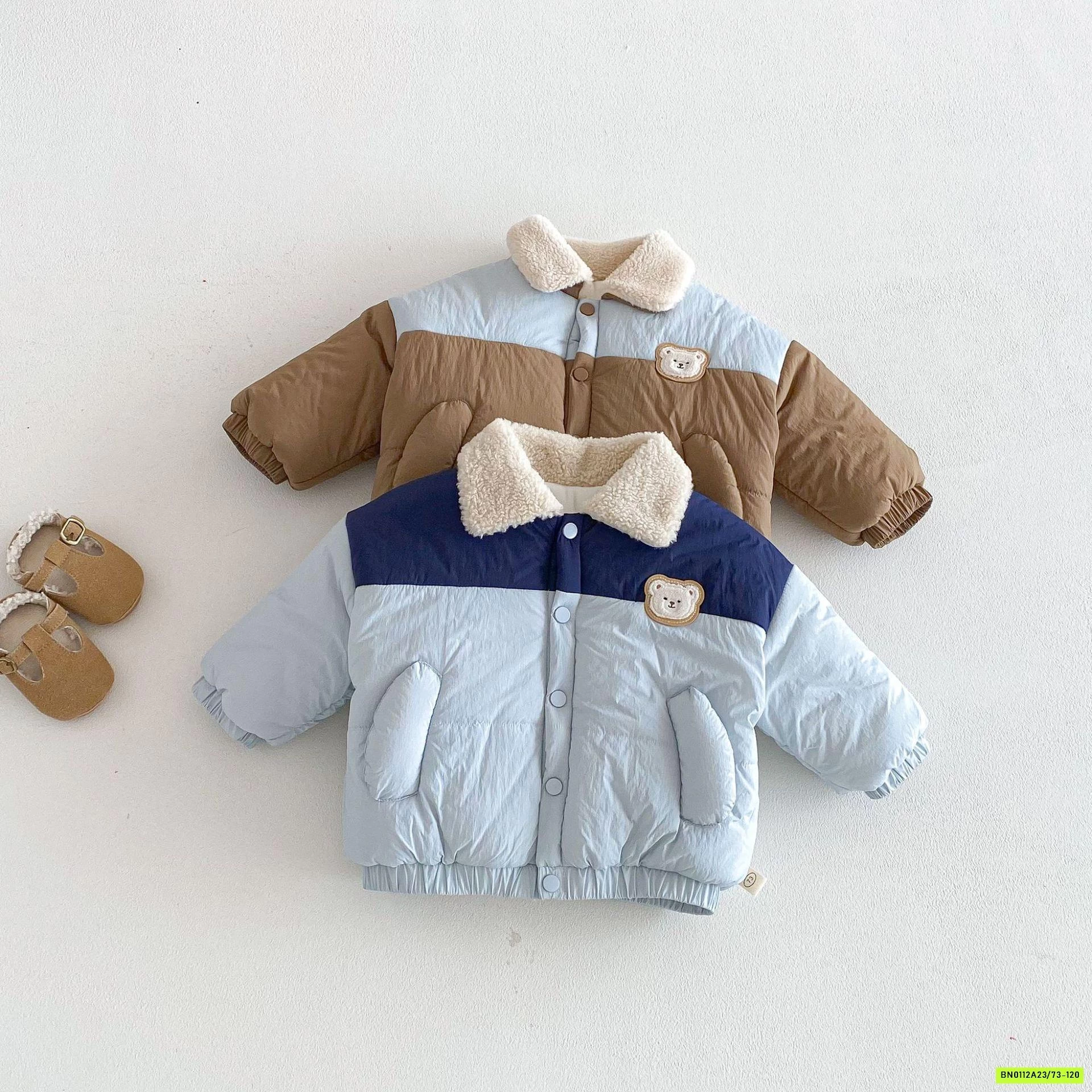 KHOÁC PHAO GẤU PHỐI MÀU LÓT LÔNG CỪU