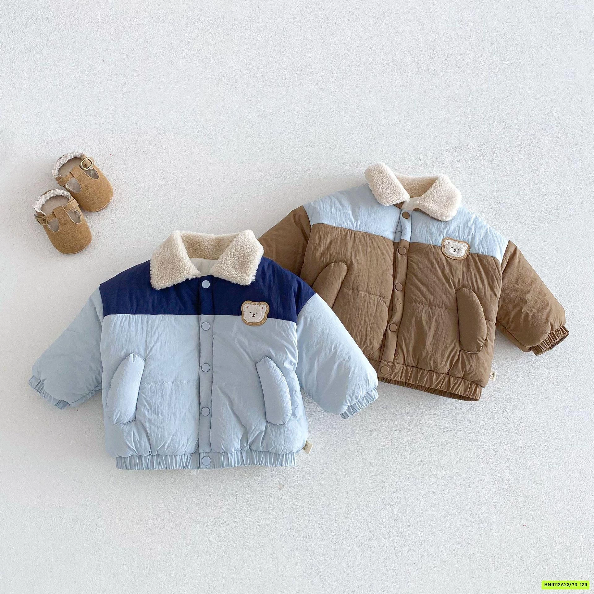 KHOÁC PHAO GẤU PHỐI MÀU LÓT LÔNG CỪU