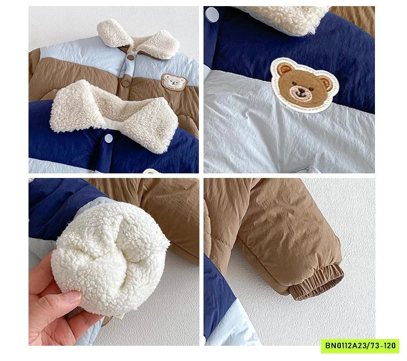 KHOÁC PHAO GẤU PHỐI MÀU LÓT LÔNG CỪU