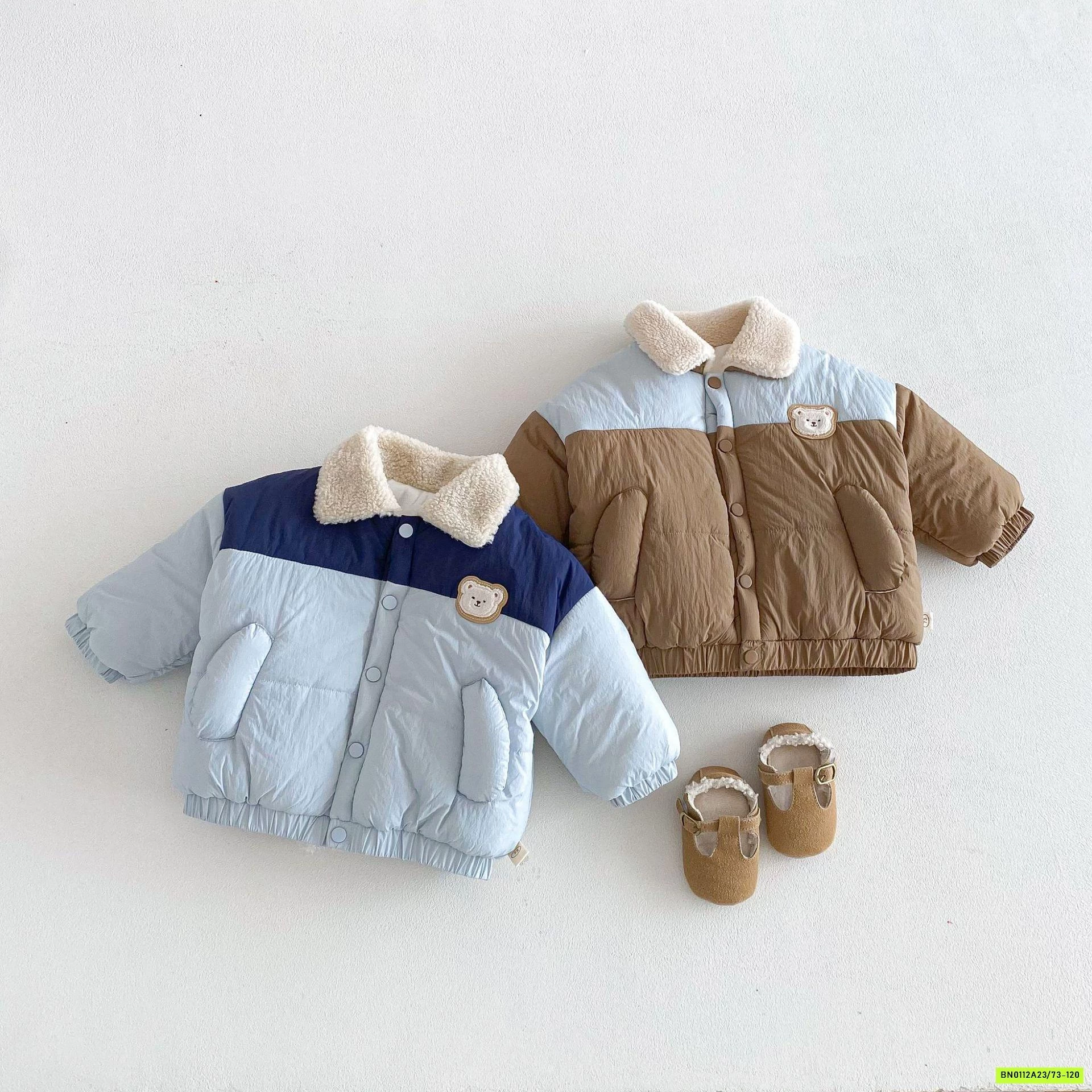 KHOÁC PHAO GẤU PHỐI MÀU LÓT LÔNG CỪU