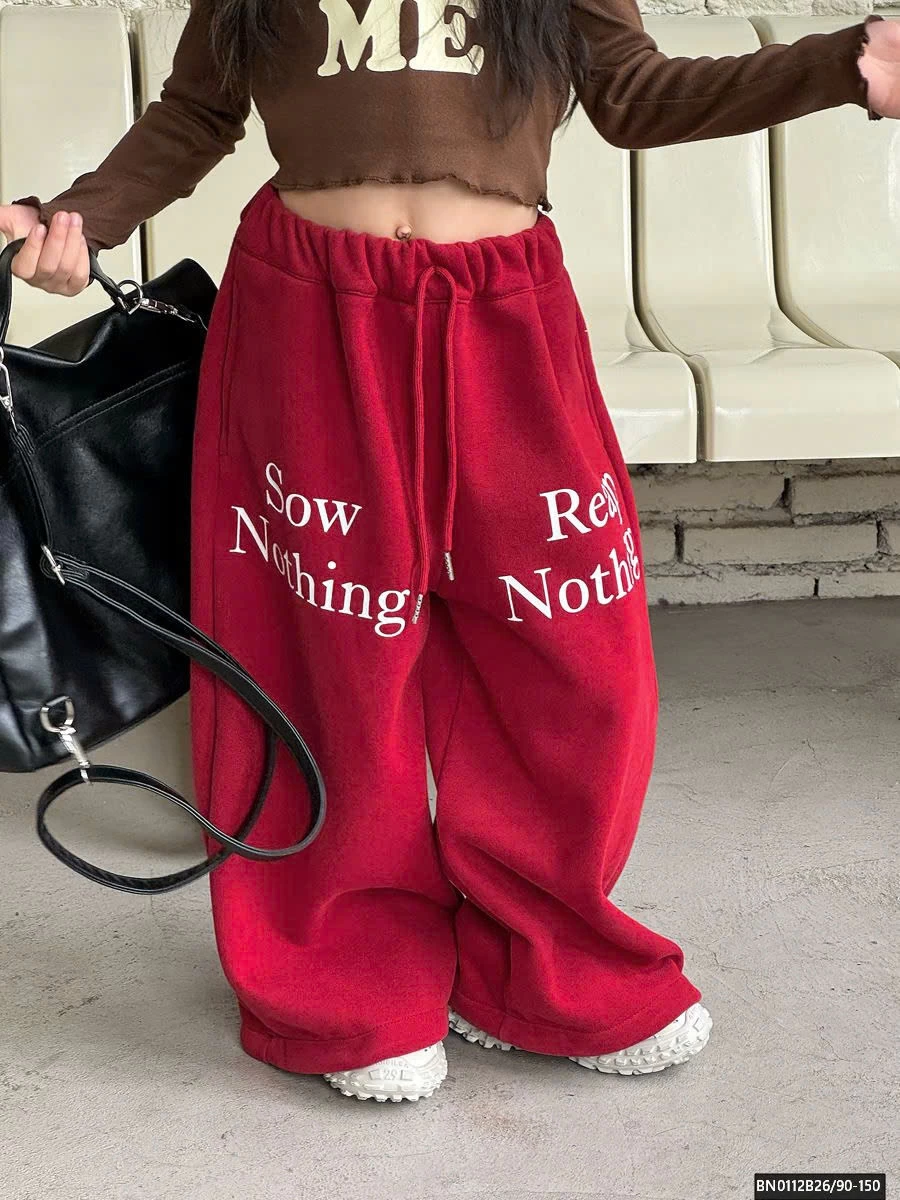 QUẦN NỈ IN CHỮ LÓT LÔNG DÁNG HIPHOP