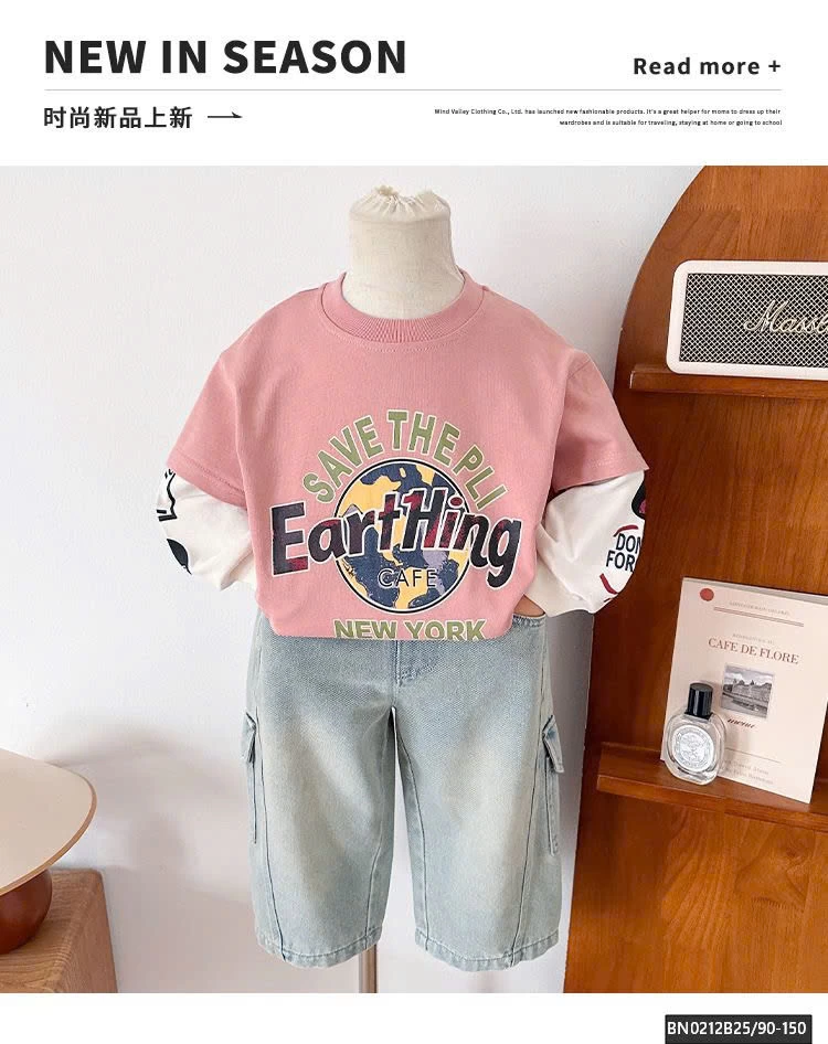 ÁO THUN TAY NỒI MÀU HỒNG IN HÌNH ĐỊA CẦU