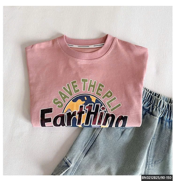 ÁO THUN TAY NỒI MÀU HỒNG IN HÌNH ĐỊA CẦU