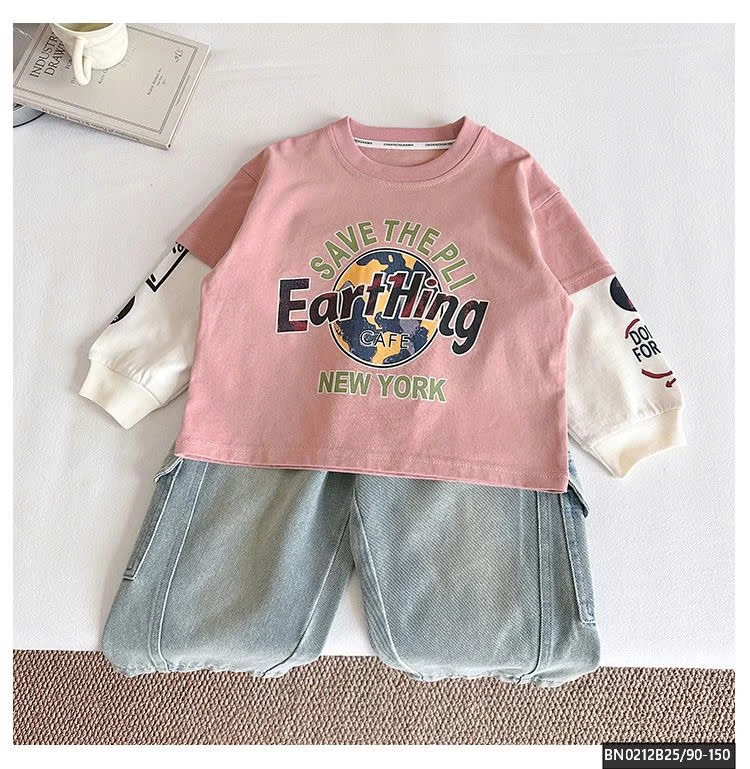 ÁO THUN TAY NỒI MÀU HỒNG IN HÌNH ĐỊA CẦU