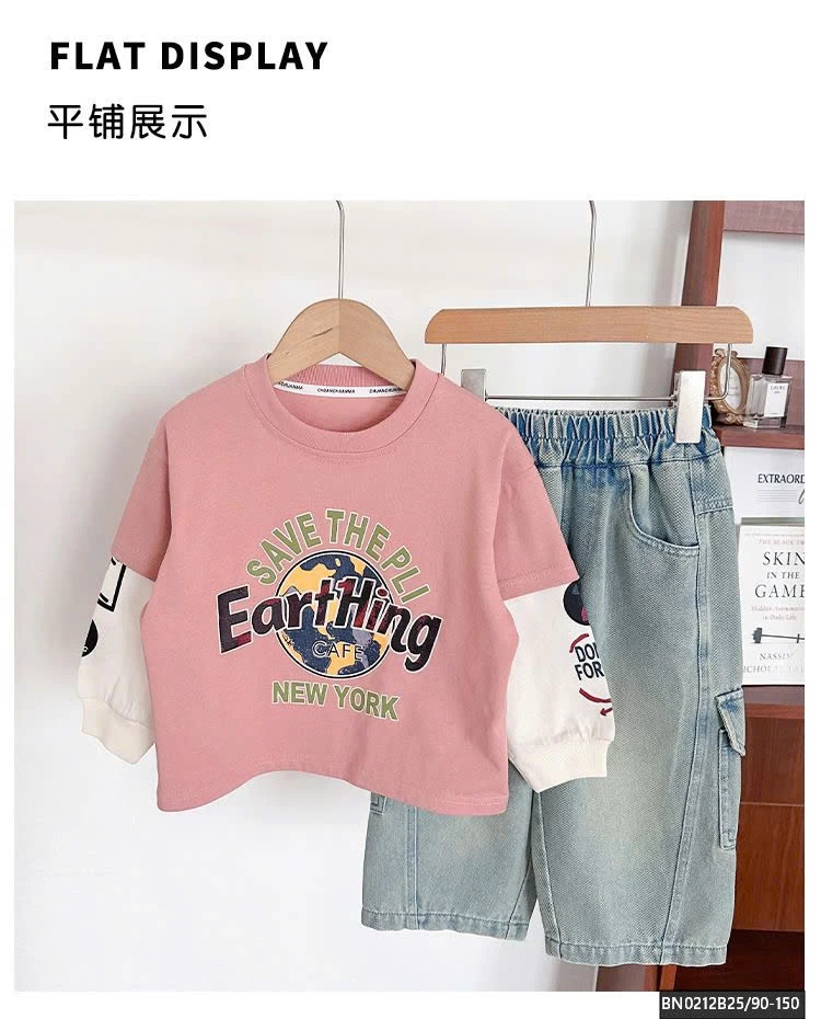 ÁO THUN TAY NỒI MÀU HỒNG IN HÌNH ĐỊA CẦU