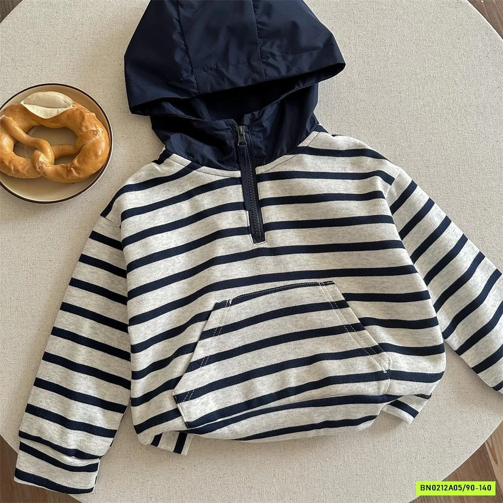 HOODIE KẺ PHỐI MÀU MŨ