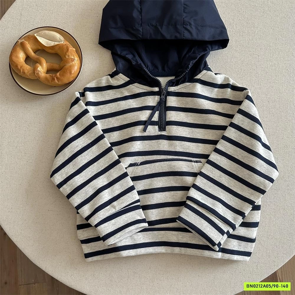 HOODIE KẺ PHỐI MÀU MŨ
