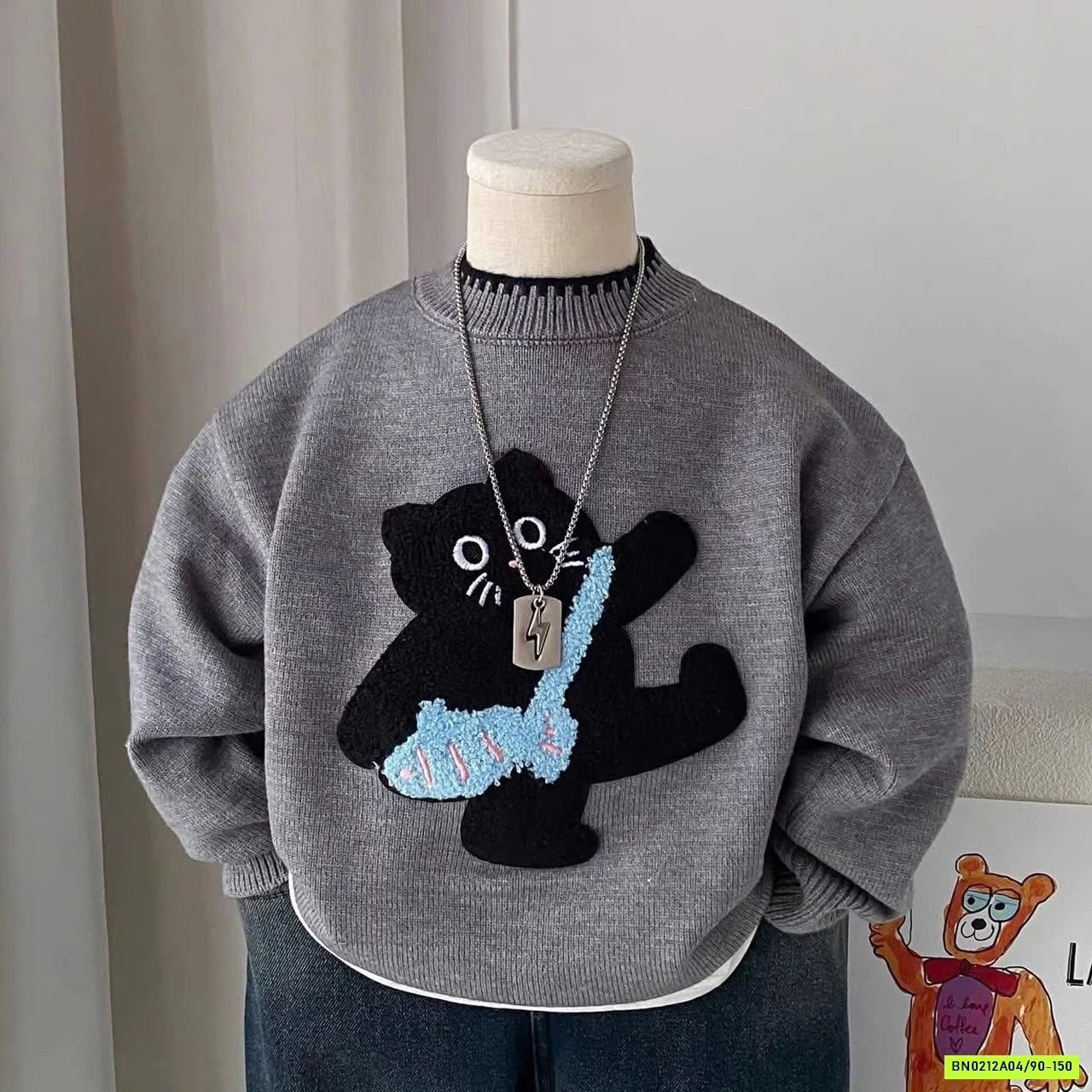 ÁO LEN XÁM THÊU MÈO