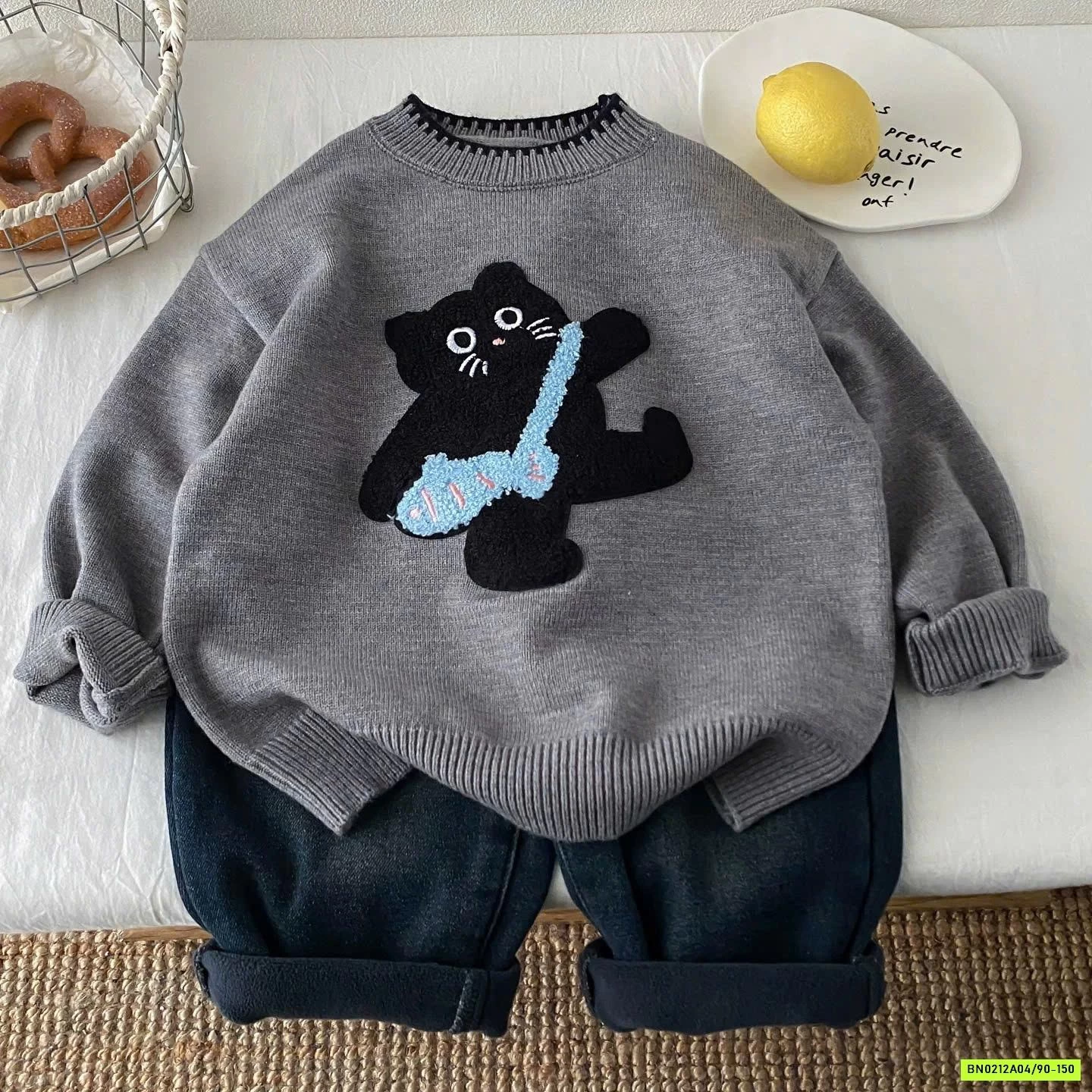 ÁO LEN XÁM THÊU MÈO