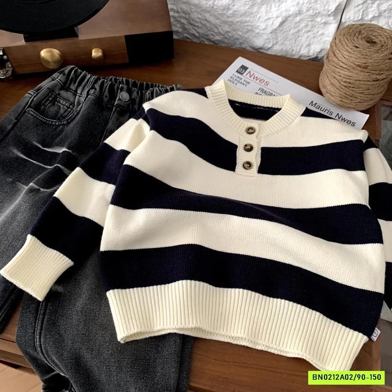 ÁO LEN KẺ CÚC CỔ