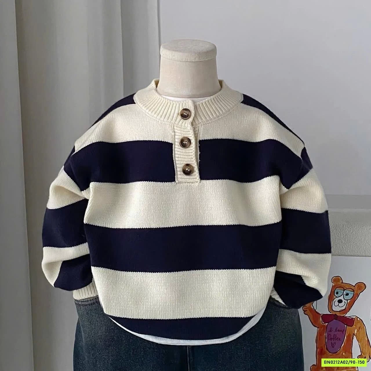 ÁO LEN KẺ CÚC CỔ