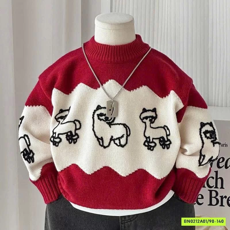 ÁO LEN PHỐI ĐỎ IN HÌNH