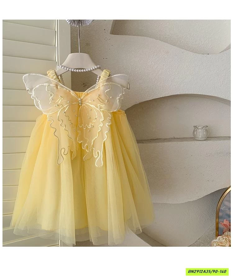 ĐẦM VOAN VÀNG 2 DÂY CÁNH BƯỚM BLUETOWN