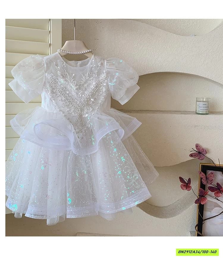 ĐẦM CÔNG CHÚA TAY BỒNG ĐÍNH CƯỜM BLUETOWN