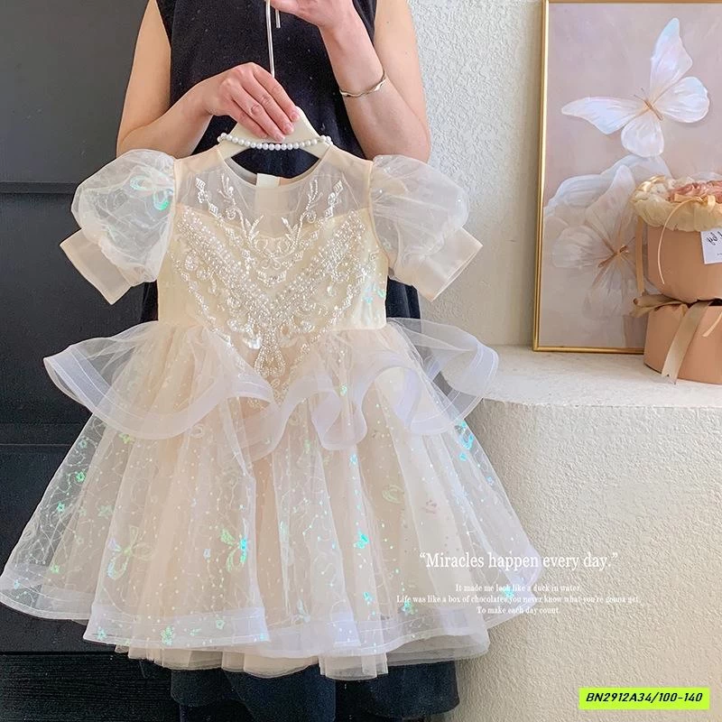 ĐẦM CÔNG CHÚA TAY BỒNG ĐÍNH CƯỜM BLUETOWN