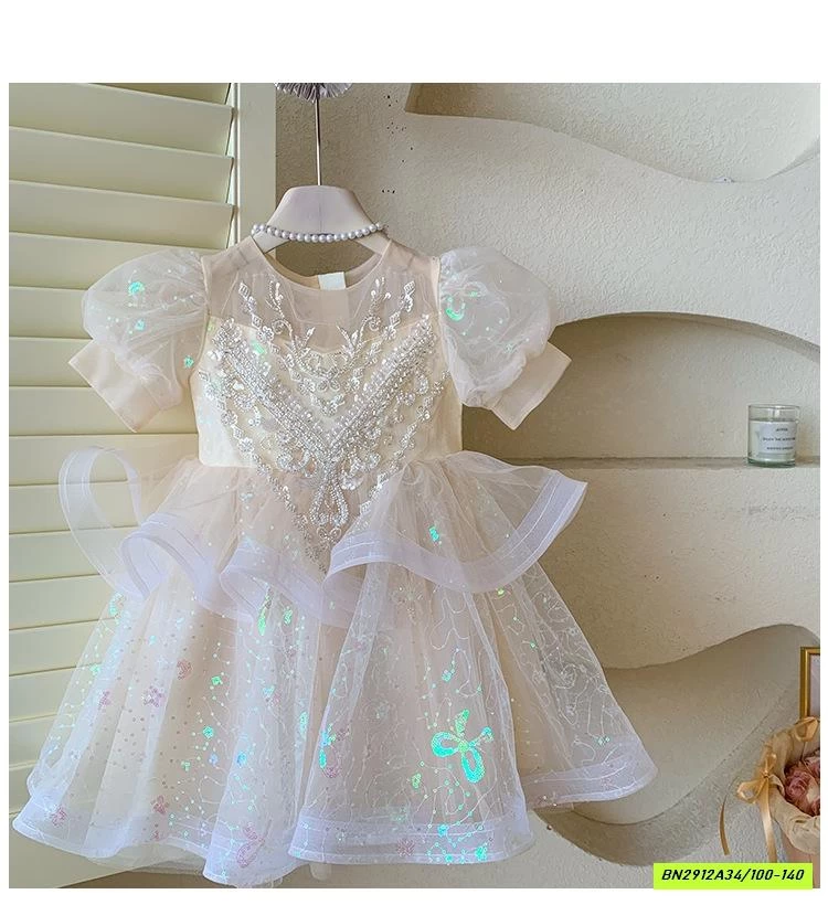 ĐẦM CÔNG CHÚA TAY BỒNG ĐÍNH CƯỜM BLUETOWN