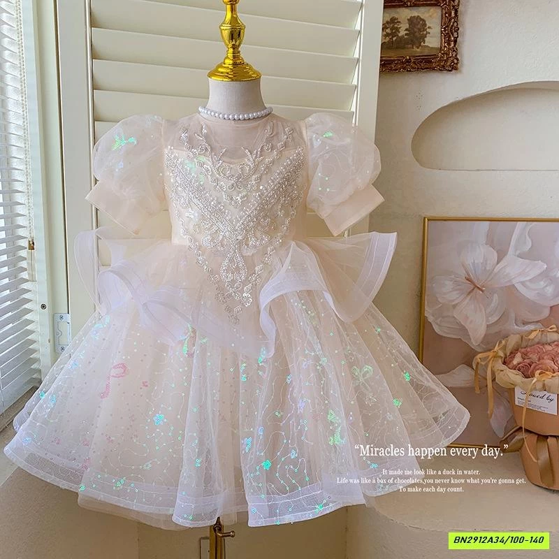 ĐẦM CÔNG CHÚA TAY BỒNG ĐÍNH CƯỜM BLUETOWN