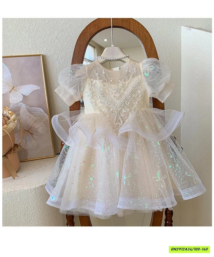 ĐẦM CÔNG CHÚA TAY BỒNG ĐÍNH CƯỜM BLUETOWN