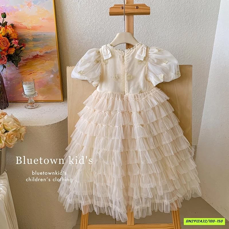 ĐẦM CÔNG CHÚA VOAN TAY BỒNG KEM