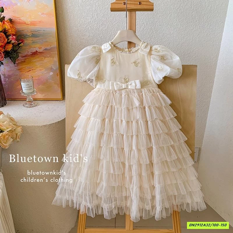 ĐẦM CÔNG CHÚA VOAN TAY BỒNG KEM