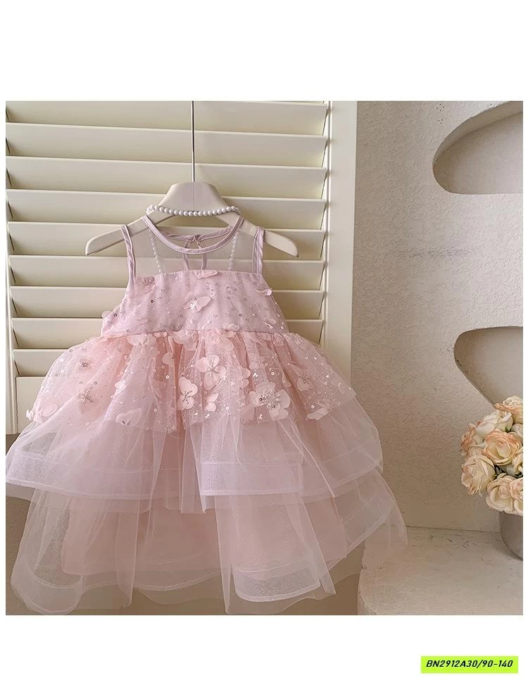 ĐẦM CÔNG CHÚA HỒNG GẮN HOA 3D BLUETOWN