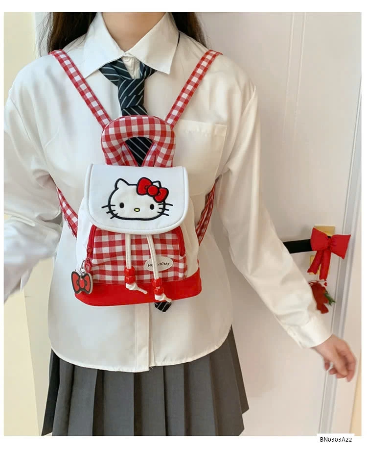 BALO KITTY CARO ĐỎ