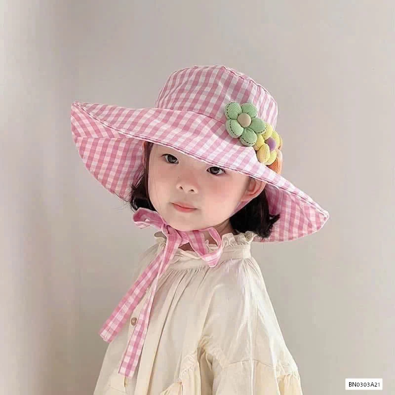 MŨ BÈO CARO GẮN HOA