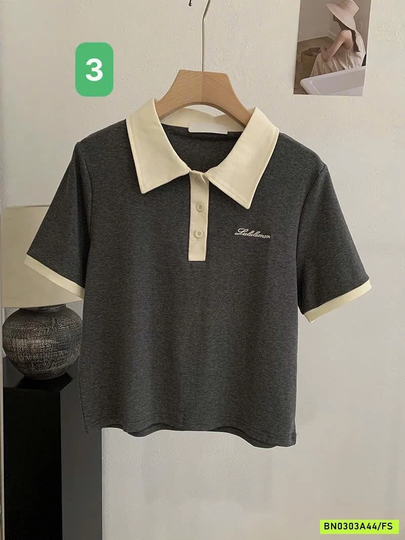 ÁO POLO THÊU CHỮ CROPTOP