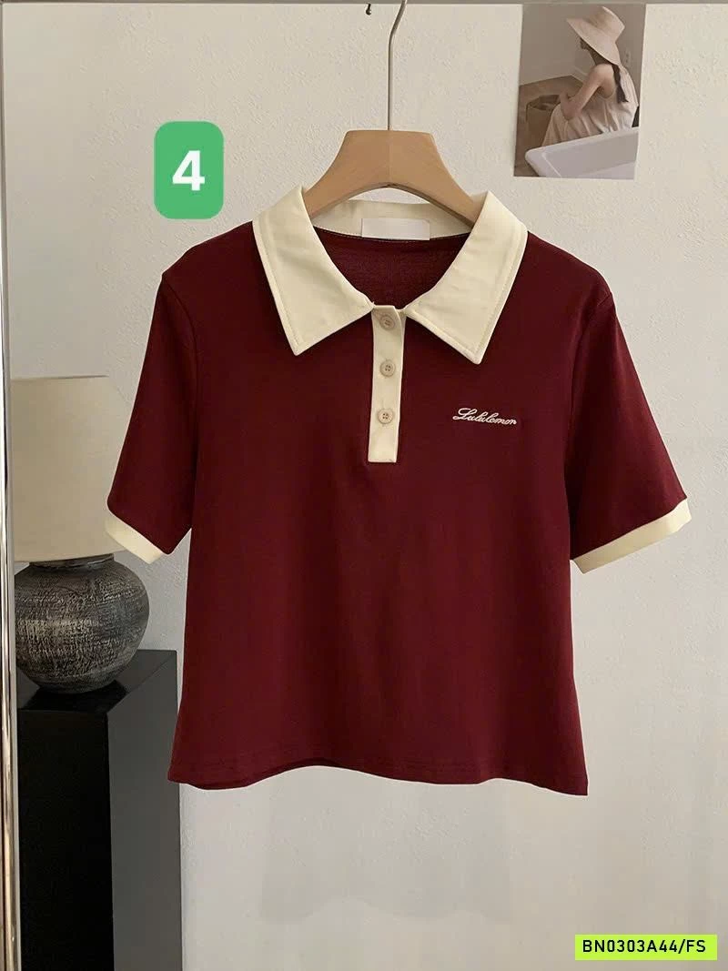 ÁO POLO THÊU CHỮ CROPTOP