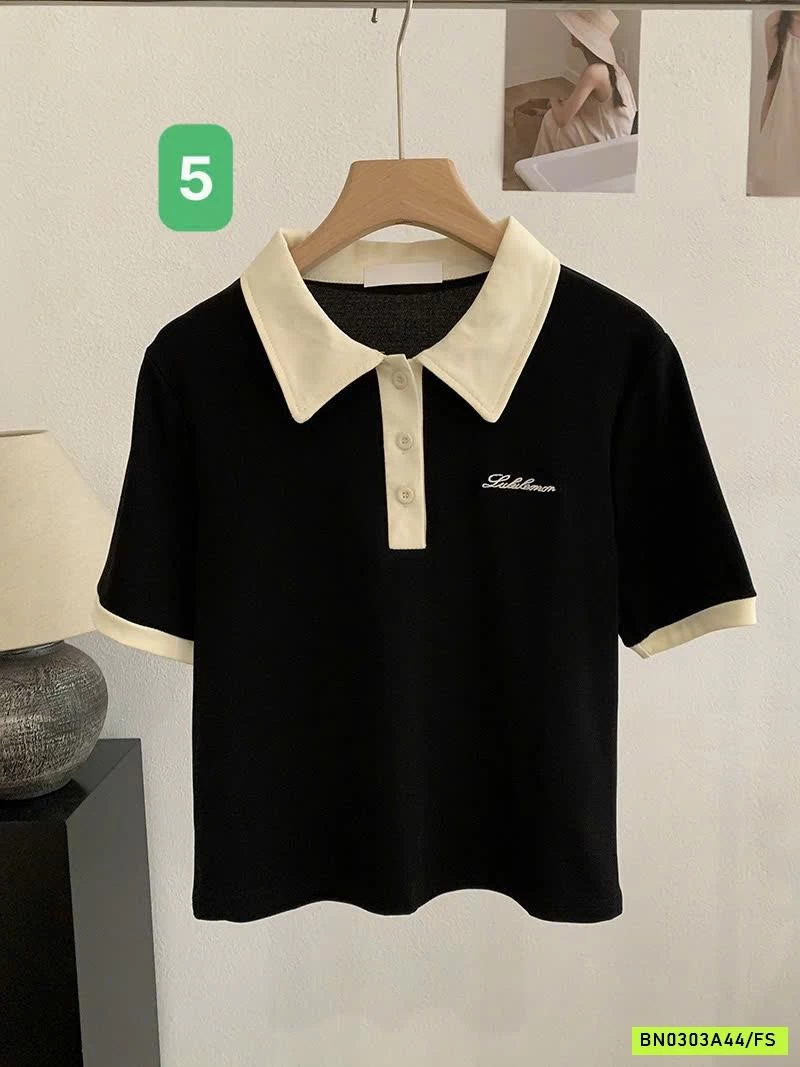 ÁO POLO THÊU CHỮ CROPTOP