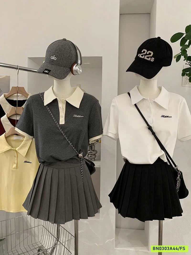 ÁO POLO THÊU CHỮ CROPTOP