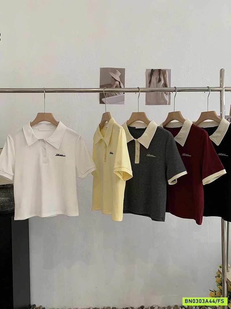 ÁO POLO THÊU CHỮ CROPTOP
