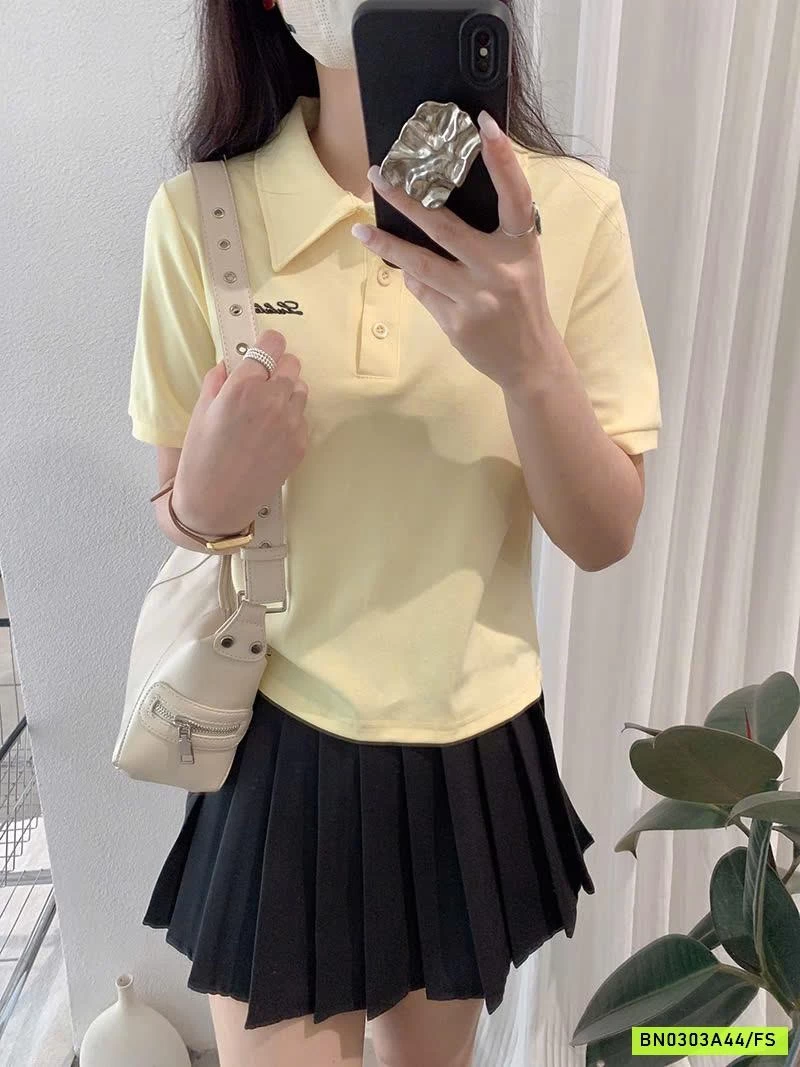 ÁO POLO THÊU CHỮ CROPTOP