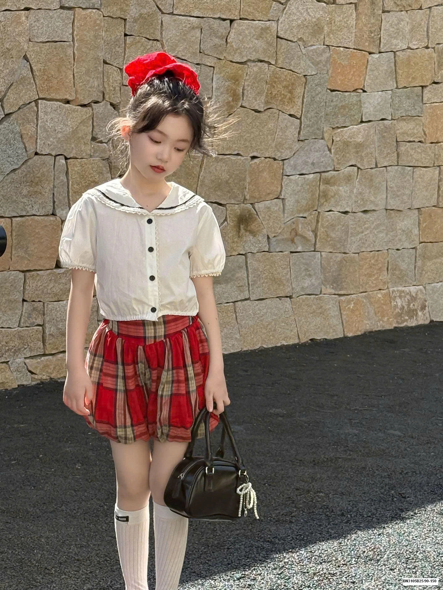 SET SƠ MI DÁNG NẮNG MIX QUẦN VÁY CARO ĐỎ