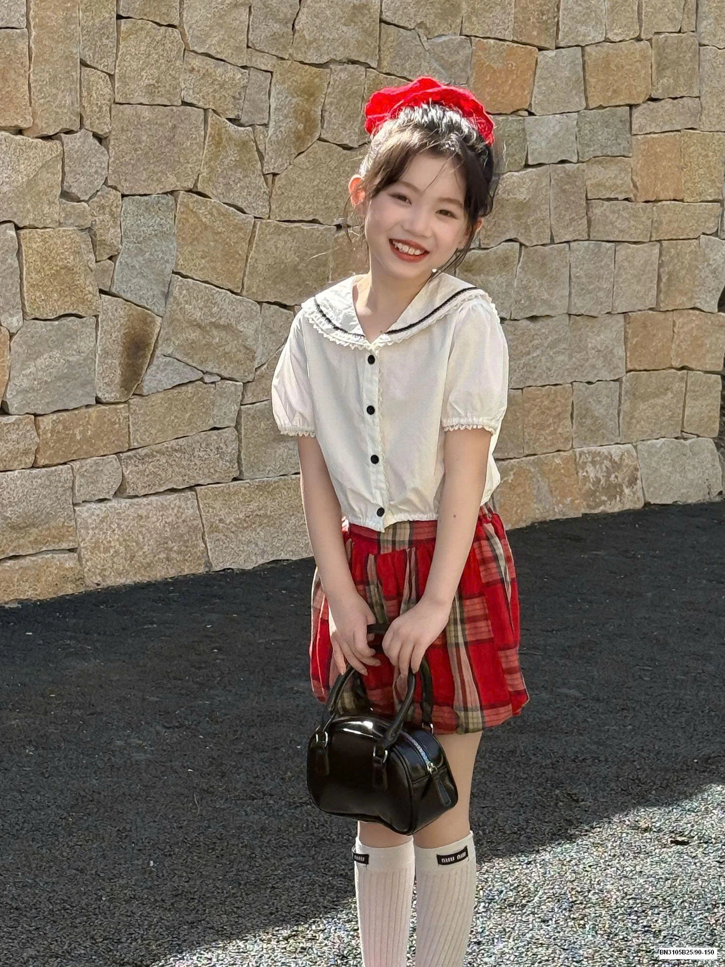 SET SƠ MI DÁNG NẮNG MIX QUẦN VÁY CARO ĐỎ