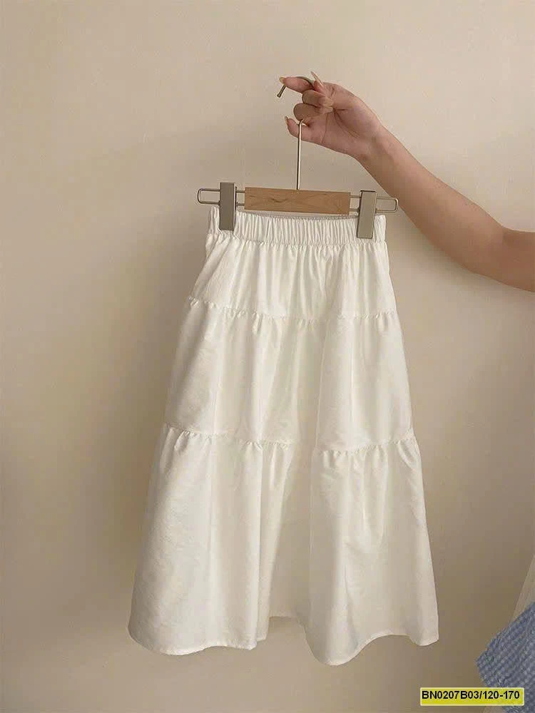 ÁO KẺ VIỀN REN PHỐI CHÂN VÁY DÁNG DÀI