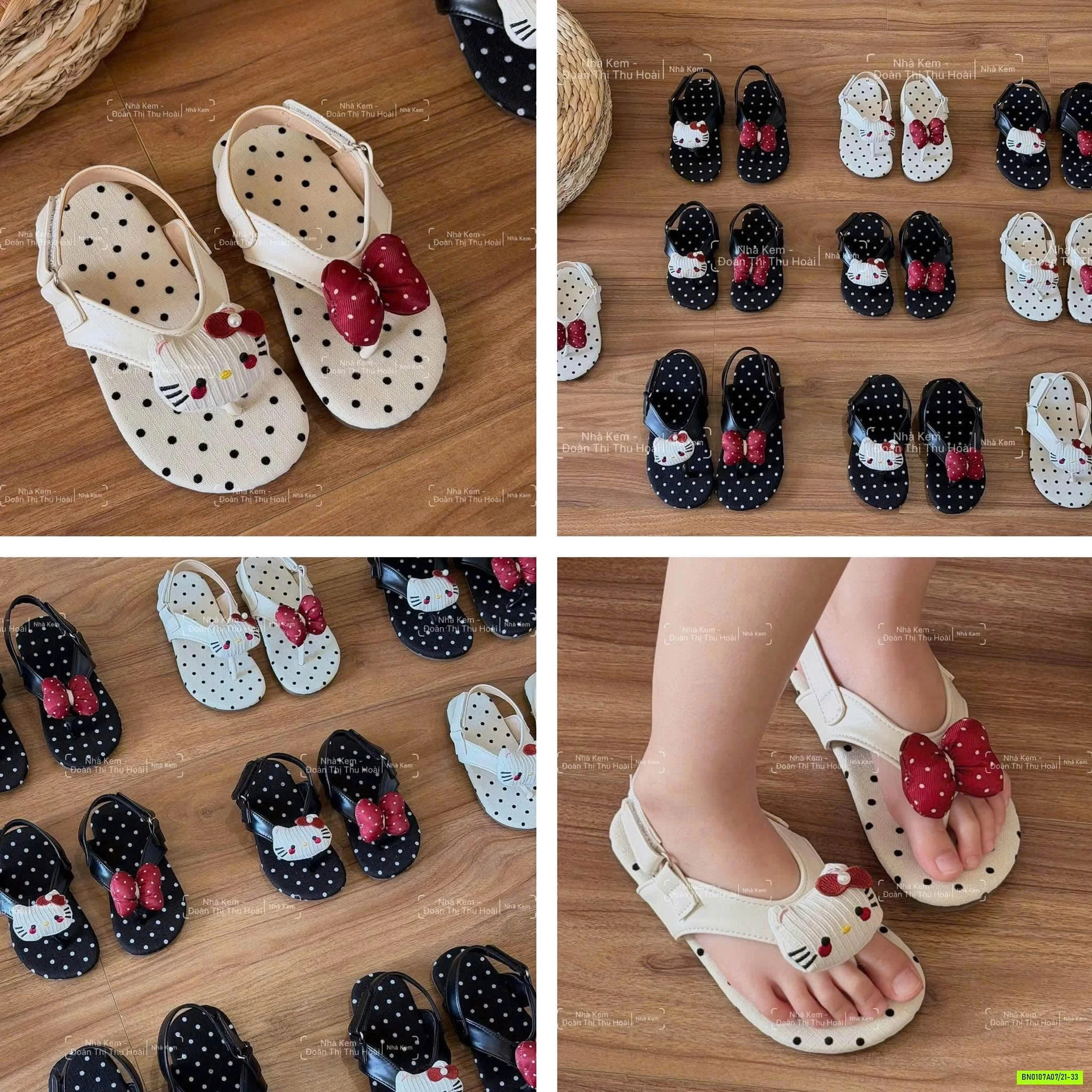 SANDAL XỎ NGÓN CHẤM BI KITTY