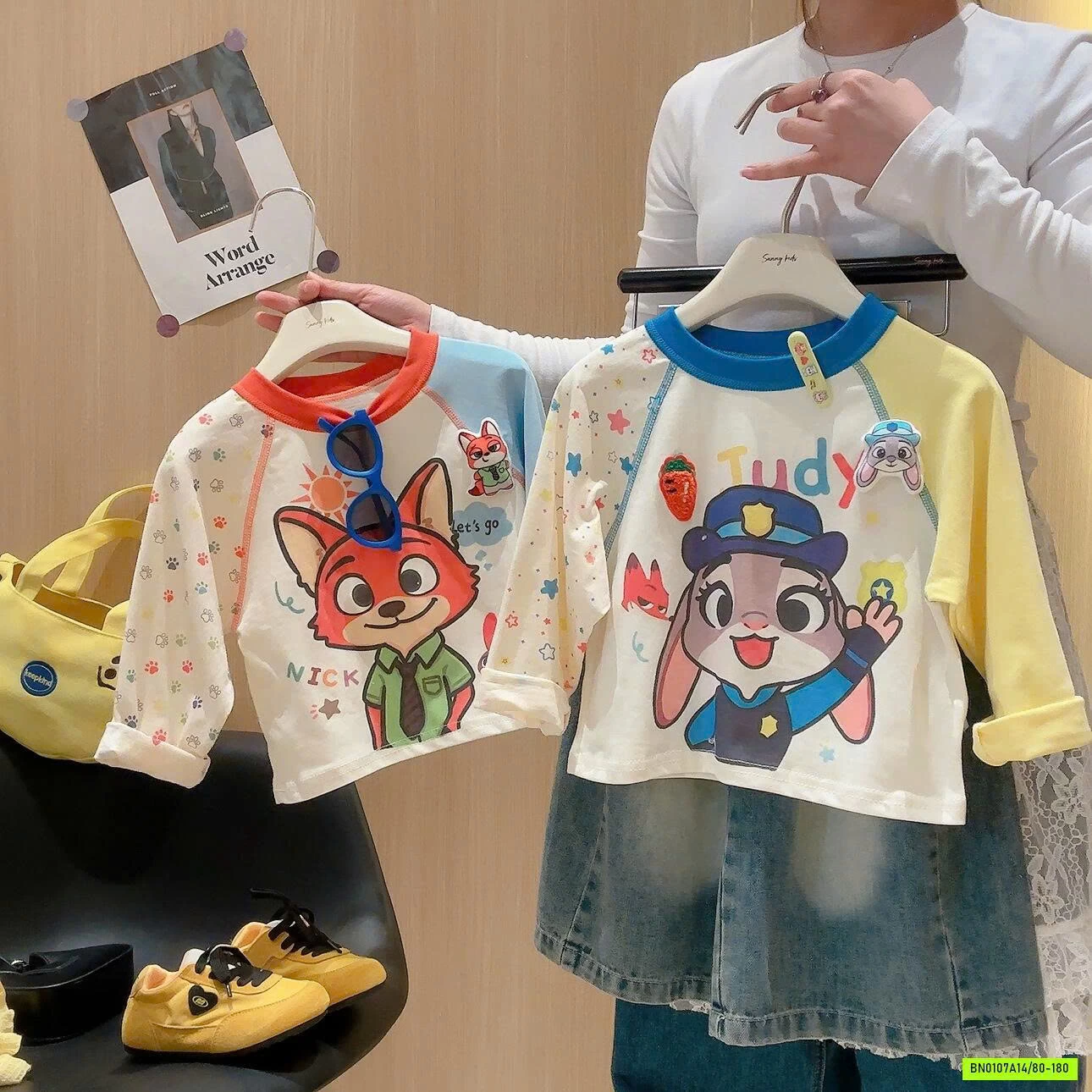 ÁO THUN PHỐI MÀU TAY ZOOTOPIA