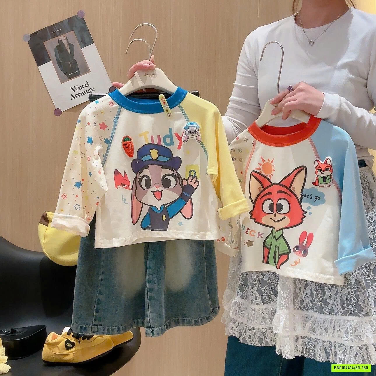 ÁO THUN PHỐI MÀU TAY ZOOTOPIA