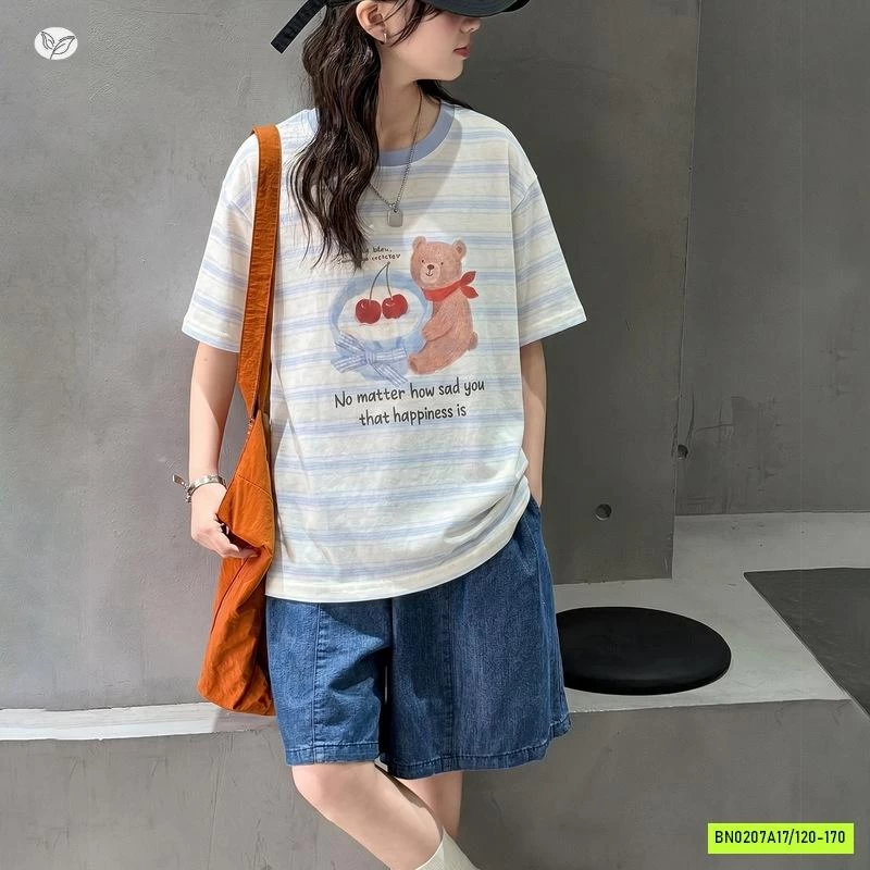 ÁO GẤU KẺ MIX SHORT DENIM SZ ĐẠI