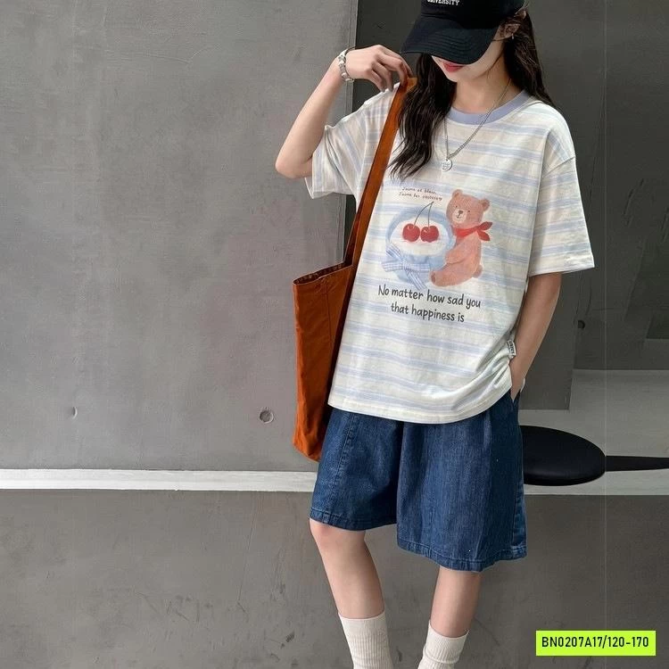 ÁO GẤU KẺ MIX SHORT DENIM SZ ĐẠI
