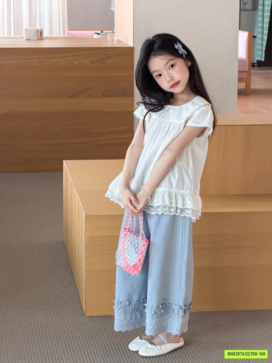 SƠ MI BABYDOLL CỔ SEN 26C169 AMBB